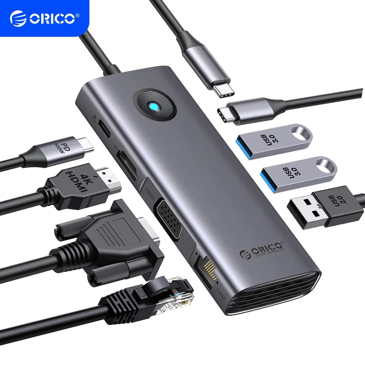 ORICO ŷ ̼ CŸ -HDMI ȣȯ USB 3.0 , ƺ  Ʈ ׼, RJ45 PD100W , 4K60Hz